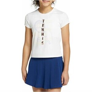 C274 Prince Girls Short Sleeve Graphic T-Shirt White Tennis Anagram Size XS NWT